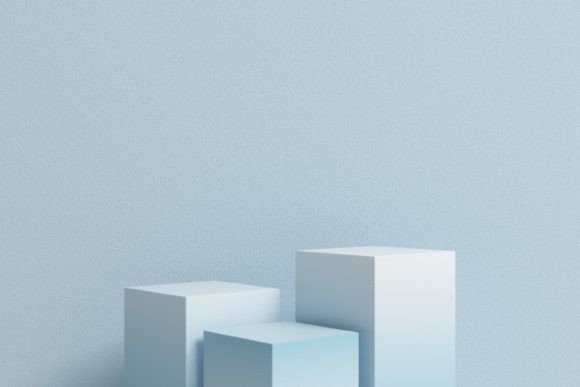3D Blue Bright Stage Podium Scene for Creative Projects