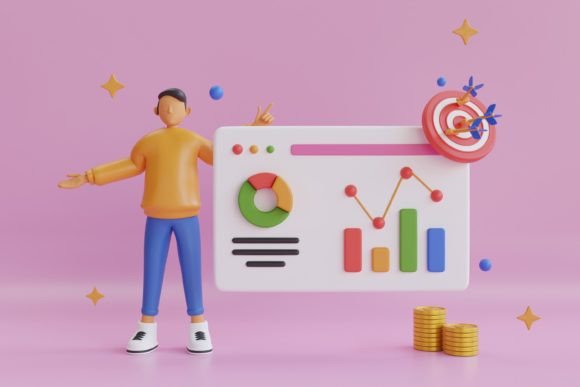 3D Business Target Achievement Concept: Creative Uses & Applications