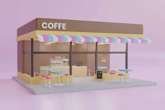 3D Illustration of a Coffee Shop: Strategic Uses and Practical Applications