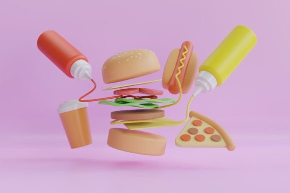 3D Illustration of Fast Food for Creative Projects