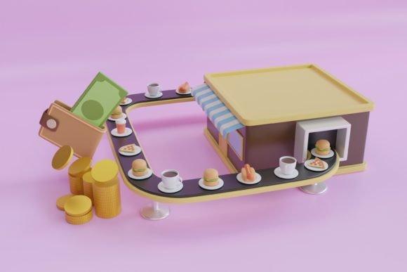 3D Illustration of Fast Food Restaurant: A Versatile Design Tool for Modern Creators
