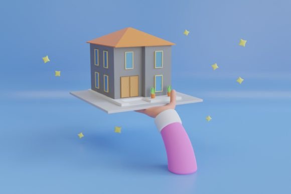 3D Illustration of Hand Holding Home: A Versatile Visual for Personal and Professional Use