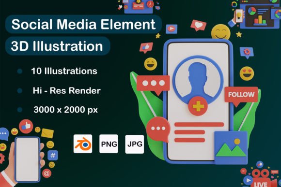 3D Social Media Element Pack: Elevate Your Digital Presence with Professional 3D Assets