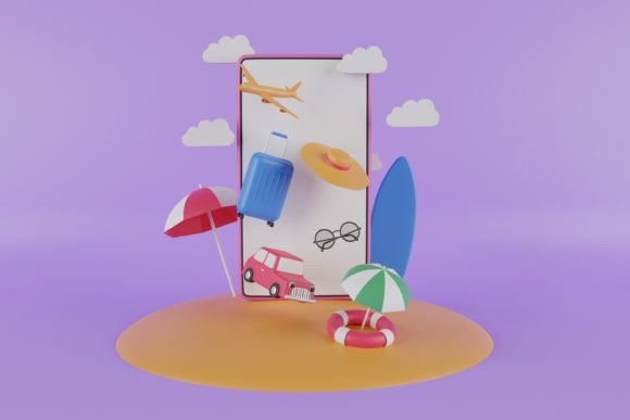 3D Traveling Suitcase with Smartphone Design