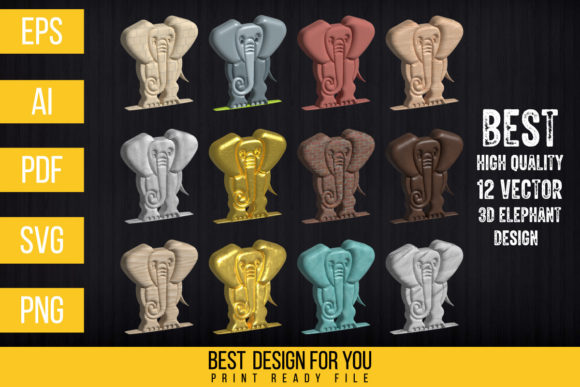 3d Vector Elephant Illustration Bundle: Elevate Your Creative Projects with Versatile Design