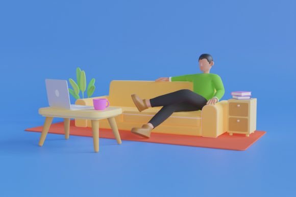 3D Watching a Video on a Laptop