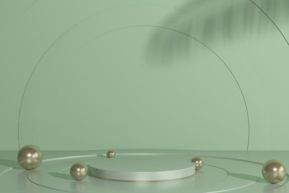 Empty Podium with the Realistic Spheres