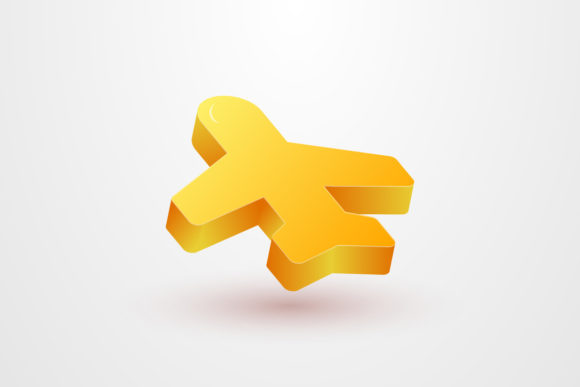 Modern Aircraft 3d Render Icon Badge: A Versatile Design for Digital Projects