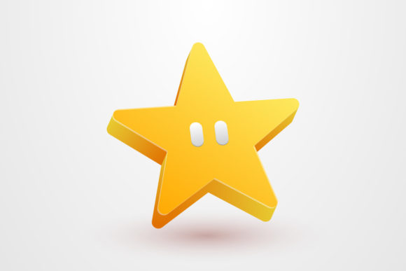 Modern Cute Star 3D Render Icon for Premium Design Projects