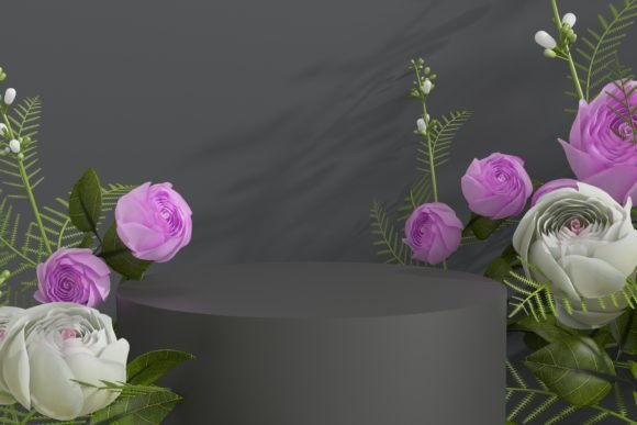 Podium for the Product with Flowers: A Versatile Stage for Realistic Product Displays