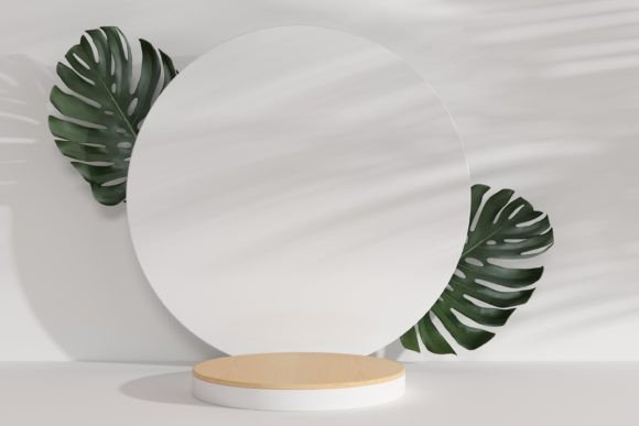 Presentation Podium with Monstera Leaves