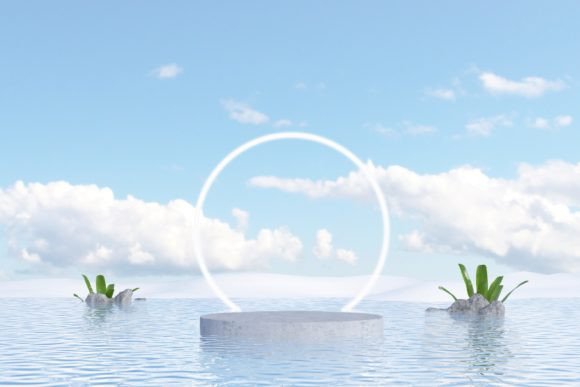 Product Podium with a Neon Circle
