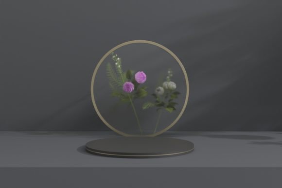 Product Podium with Rounded Blur Glass and 3D Circular Podium for Realistic 3D Blank Podium and Stage Design