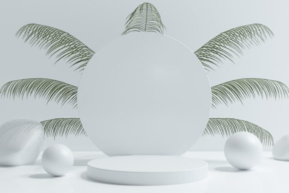 Round Podium with Palm Tree Leaves: A Strategic Design Element for Product Displays and Photography