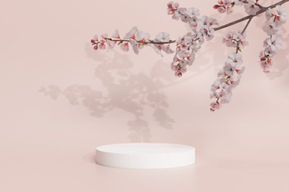 White Podium with Cherry Blossom