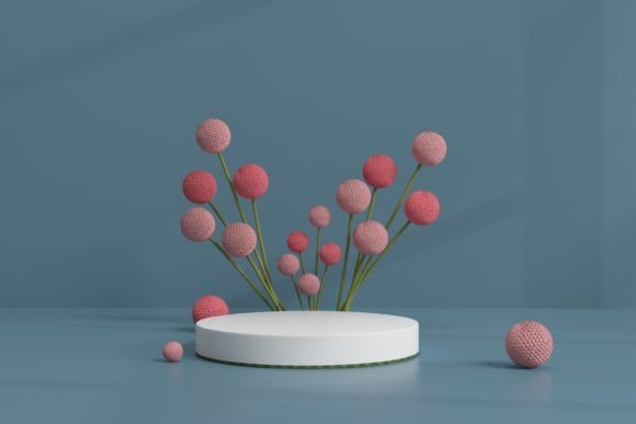 White Product Podium with Dried Flowers: A Versatile Design for Professional Displays